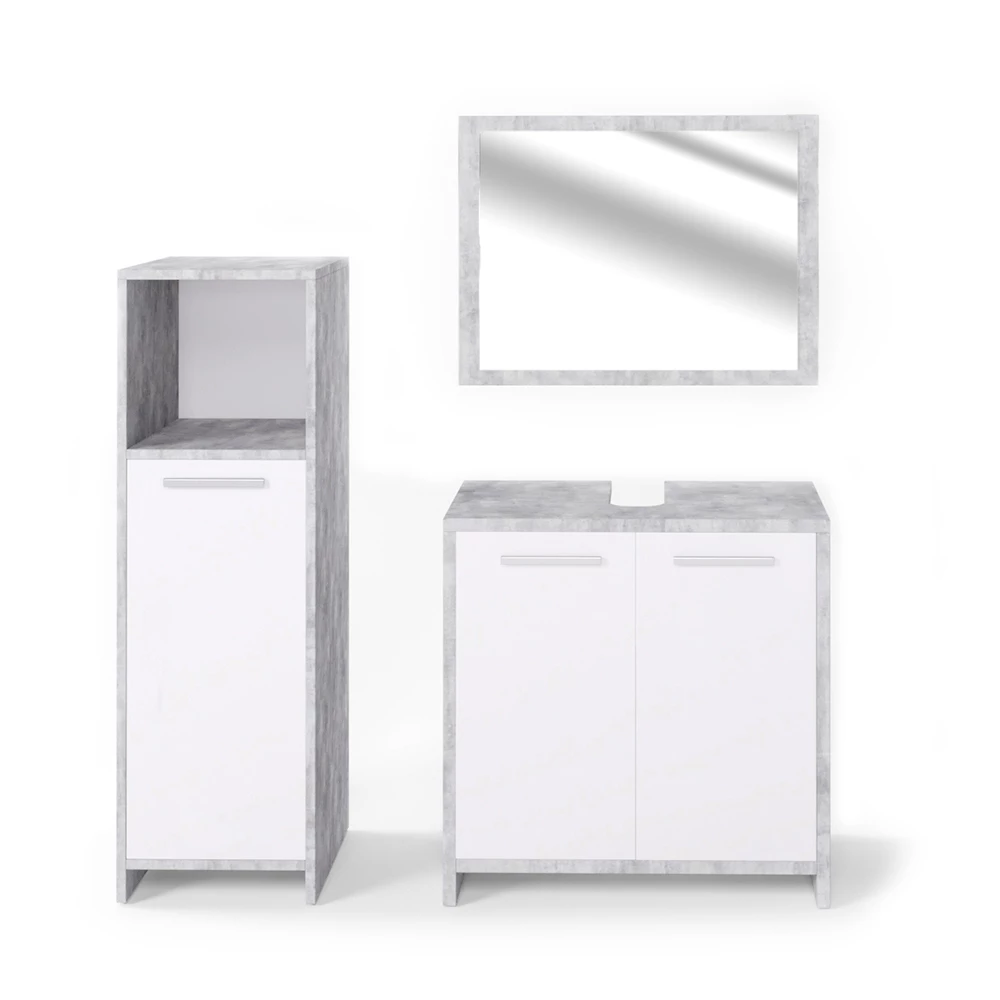 Badmöbel-Set Kiko Beton 3 Teile Vicco