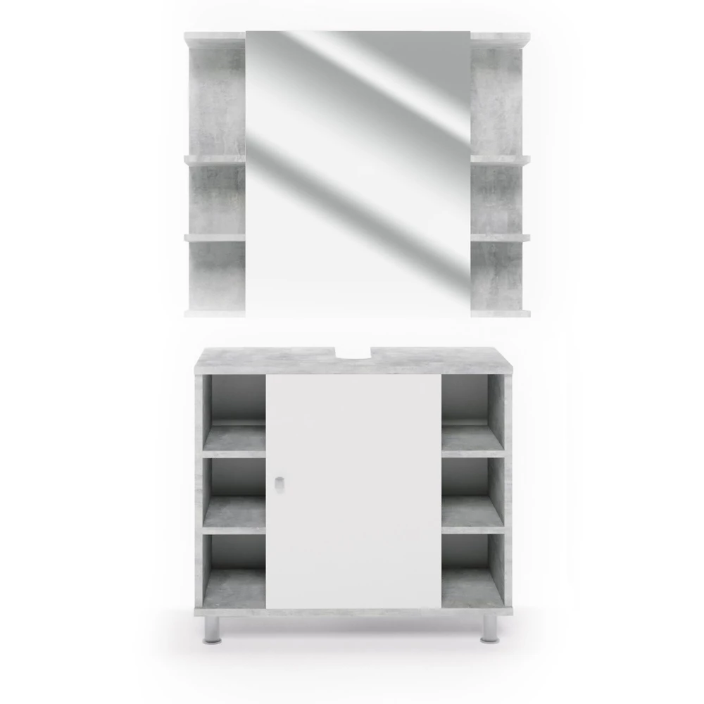 Badmöbel-Set Fynn Beton 2 Teile Vicco