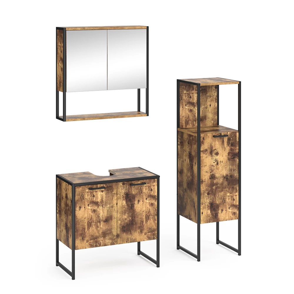 Badmöbel-Set Fyrk Antikholz 3 Teile Vicco