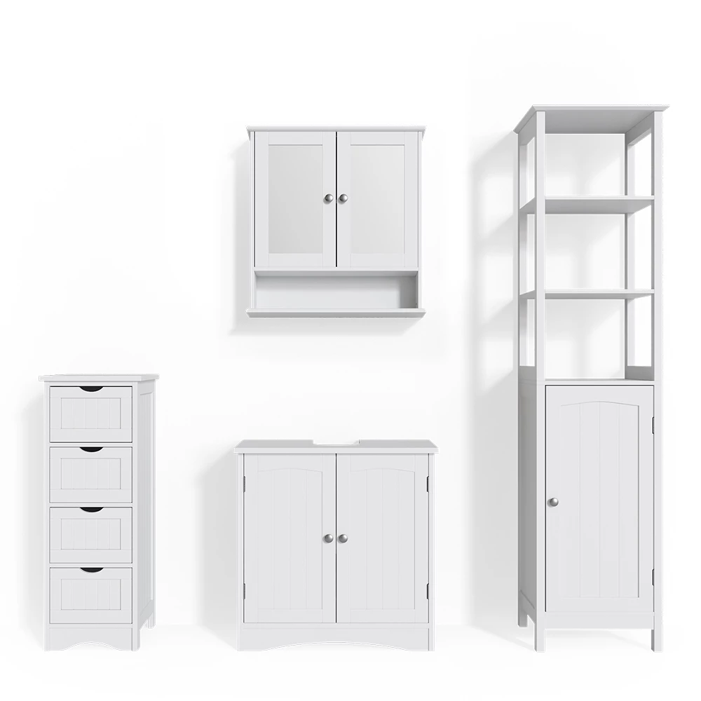 Badmöbel-Set Bianco Weiß 4 Teile Vicco