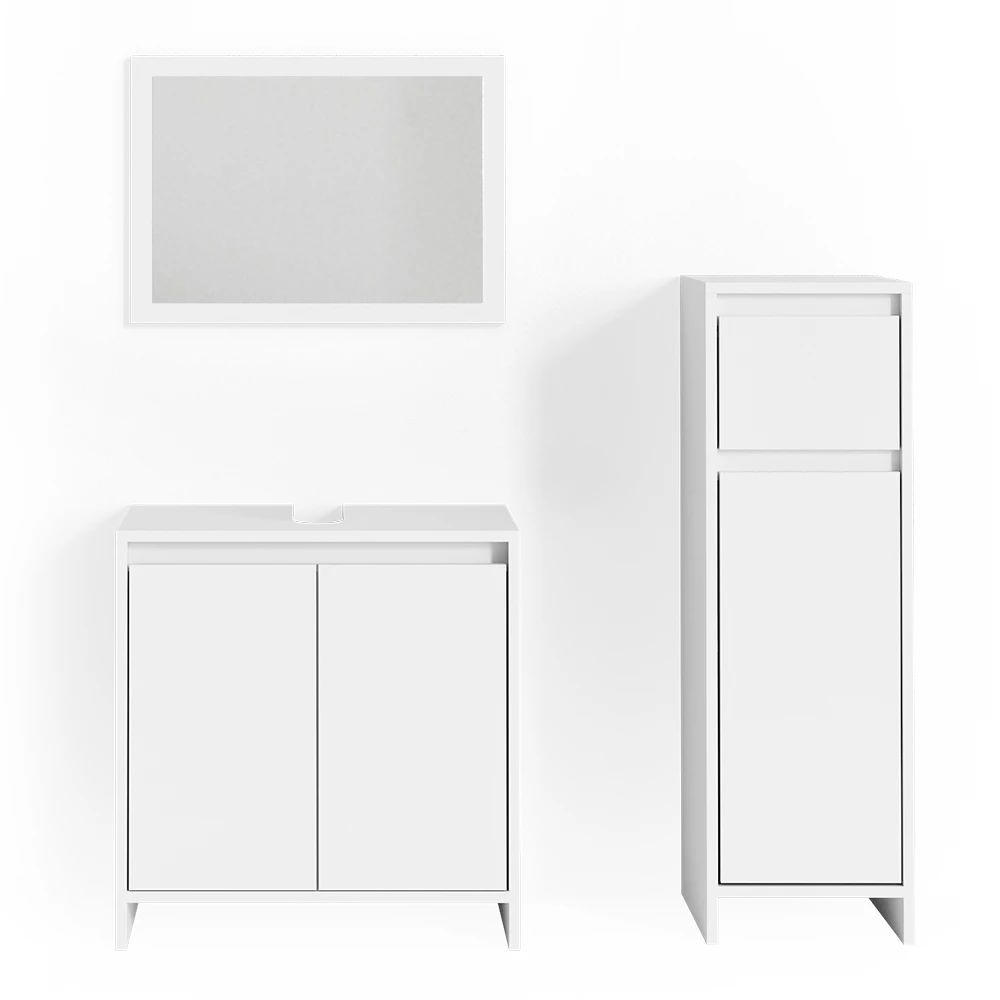 Badmöbel-Set Emma Weiß 3 Teile, mit Midischrank Vicco