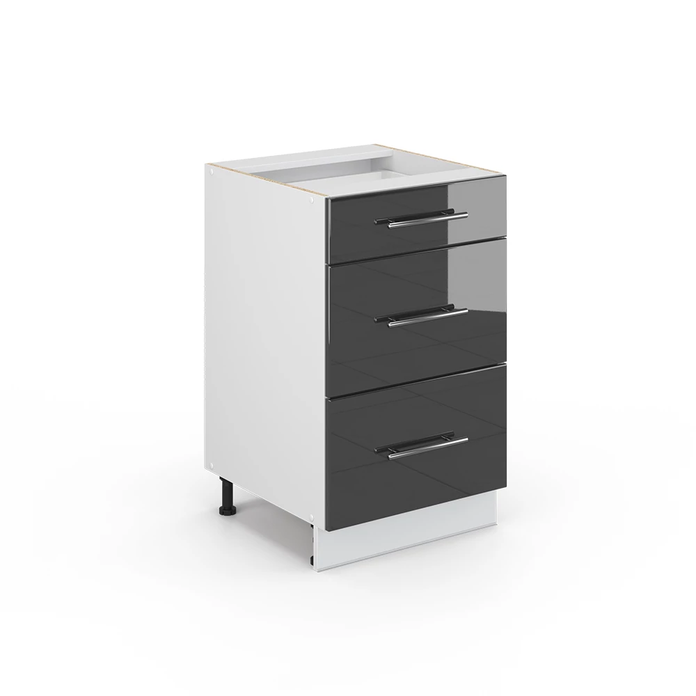 Badschrank Fame-Line Anthrazit Hochglanz 50 x 82 cm ohne Arbeitsplatte Vicco