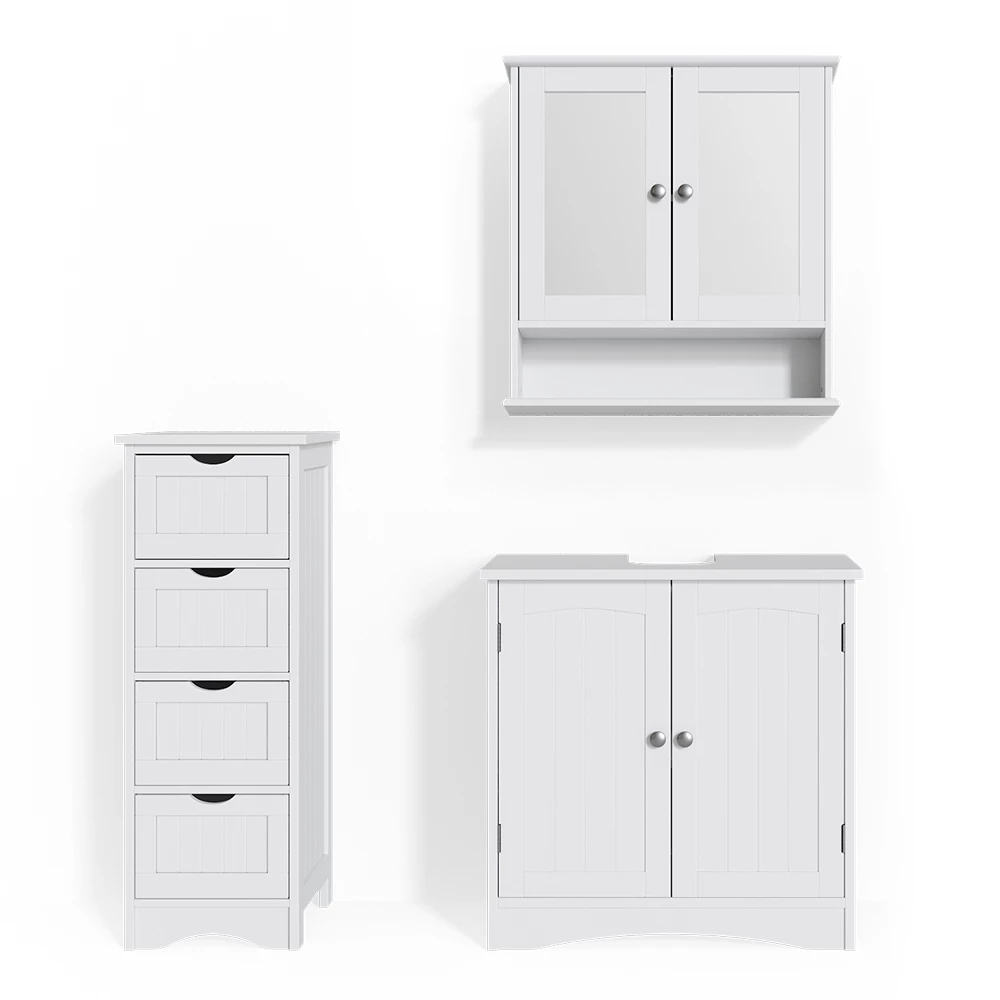 Badmöbel-Set Bianco Weiß 3 Teile Vicco