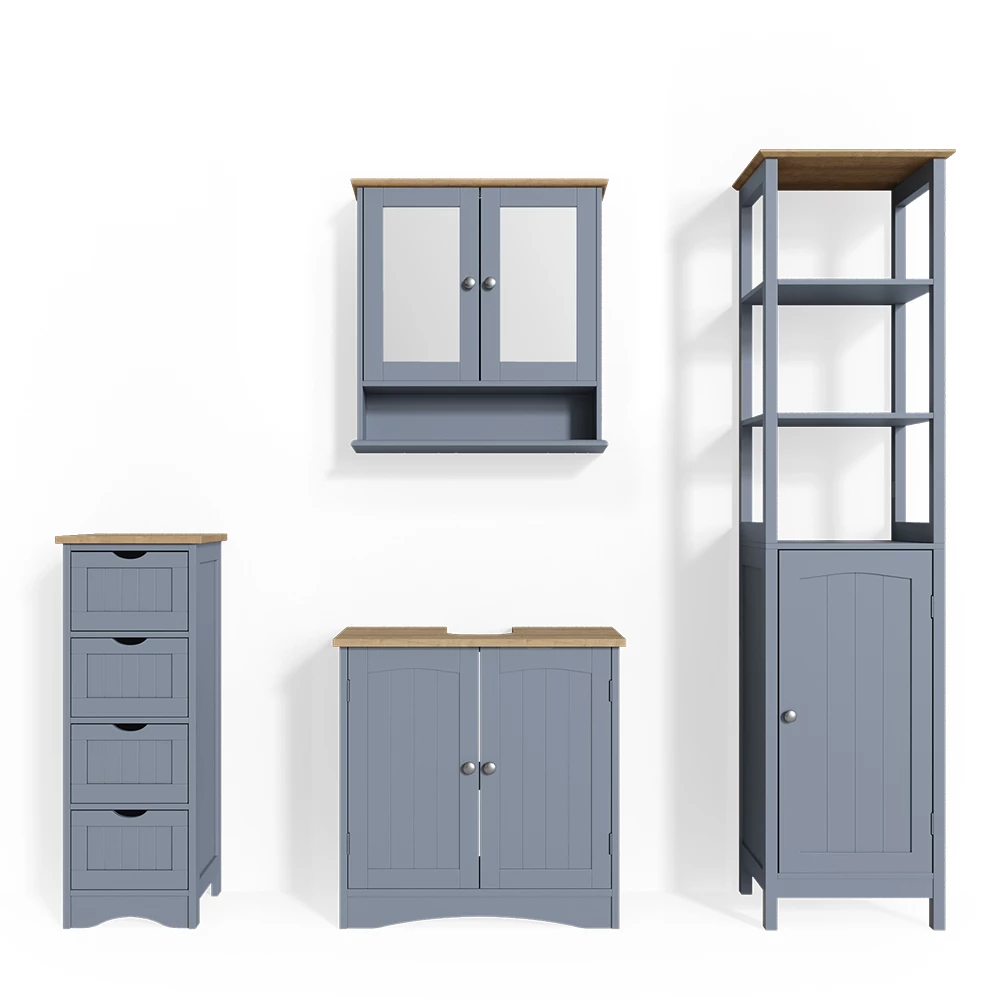 Badmöbel-Set Bianco Grau 4 Teile Vicco