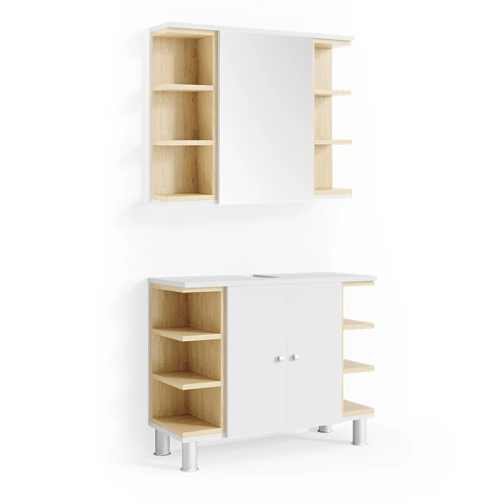 Badmöbel-Set Aquis Weiß 2 Teile Vicco