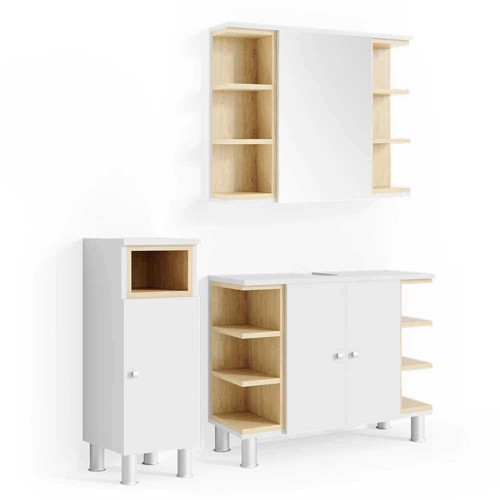 Badmöbel-Set Aquis Weiß 3 Teile Vicco