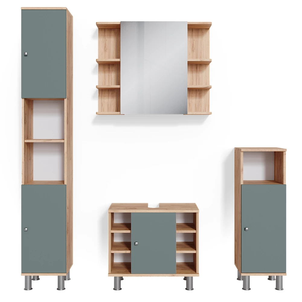 Badmöbel-Set Fynn Grün 4 Teile Vicco