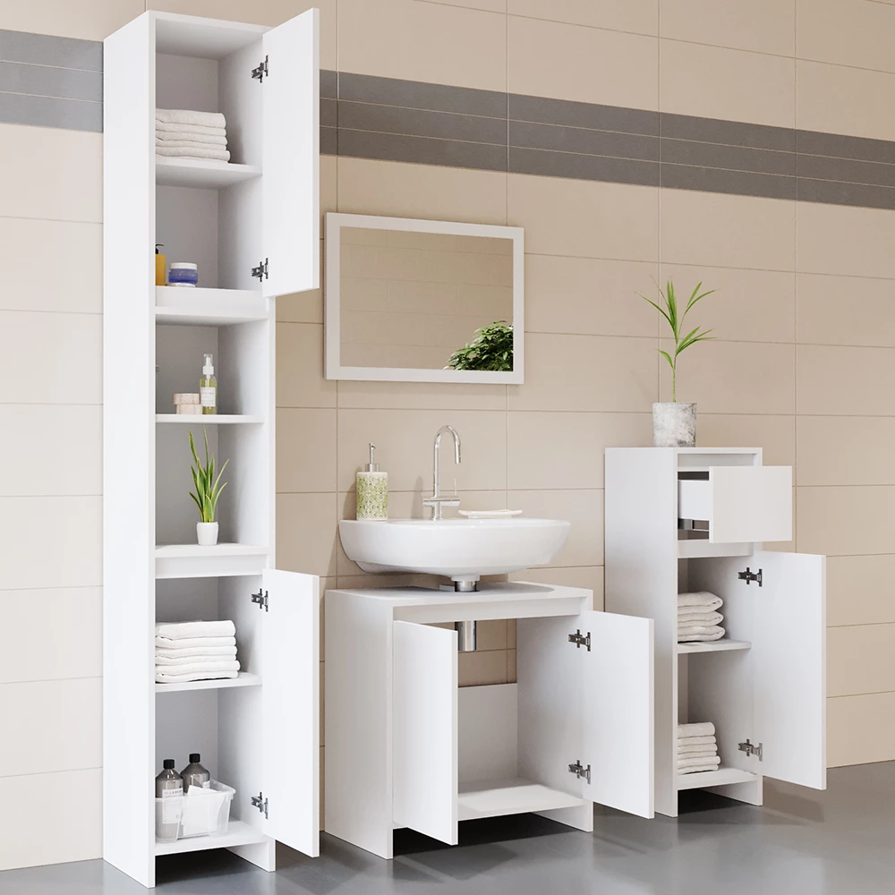 Badschrank Emma Weiß 30 x 190 cm Vicco