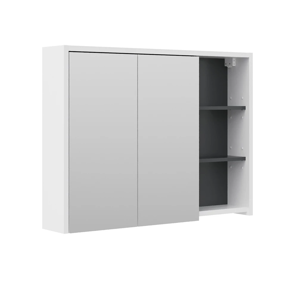 Badspiegelschrank Viola Weiß/Anthrazit 100 x 75 cm Vicco