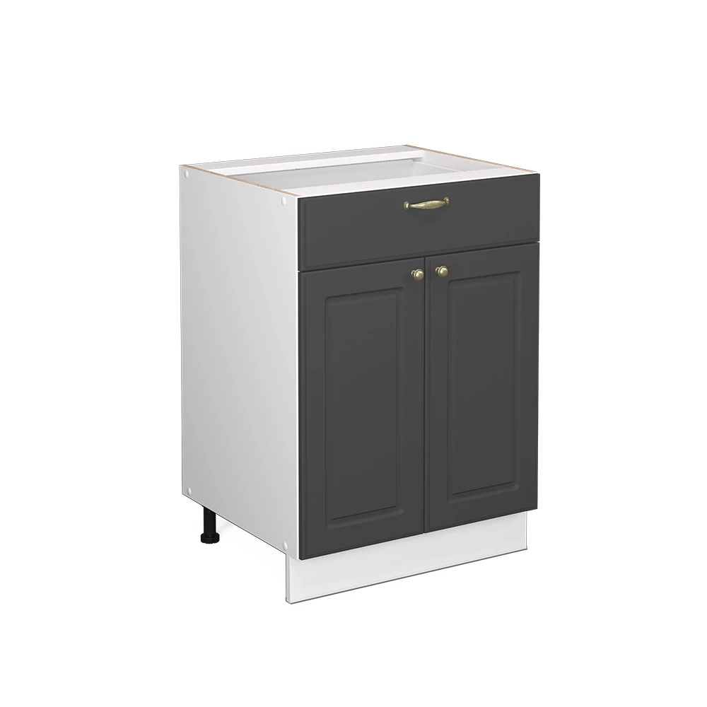 Badschrank Fame-Line Anthrazit-Gold 60 x 82 cm mit Schublade, ohne Arbeitsplatte Vicco