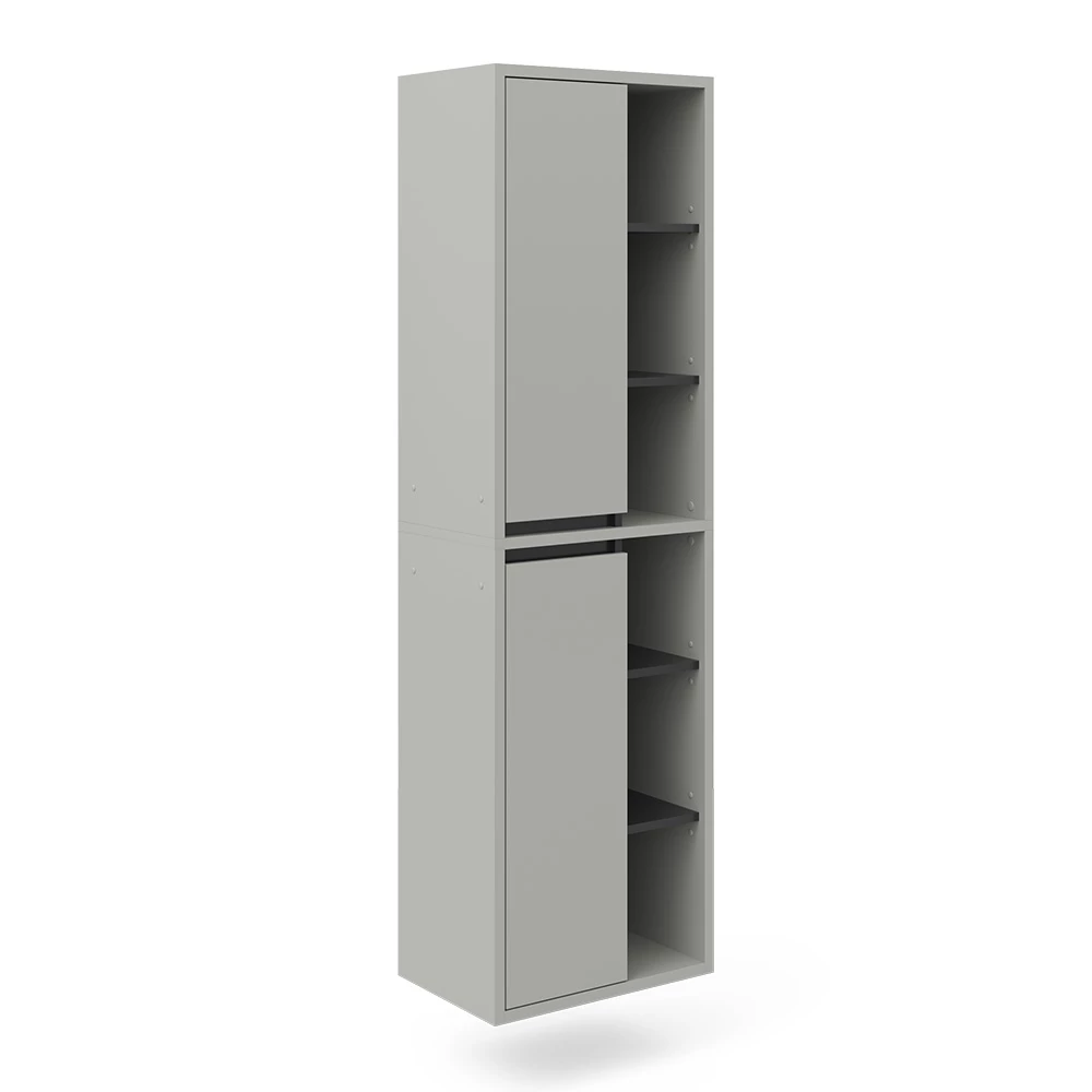 Badschrank Viola Grau 50 x 170 cm mit Türen, und offenen Fächern Vicco