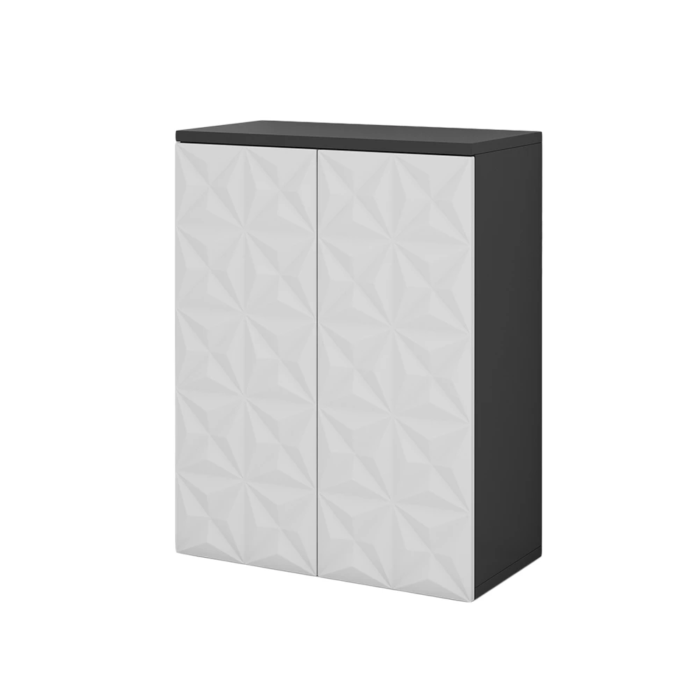 Midischrank Edge Schwarz 60 x 79.5 cm mit 2 Türen und 3 Fächer Vicco