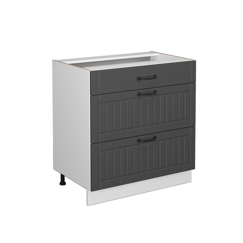 Badschrank Fame-Line Anthrazit 80 x 82 cm mit 3 Schubladen, ohne Arbeitsplatte Vicco