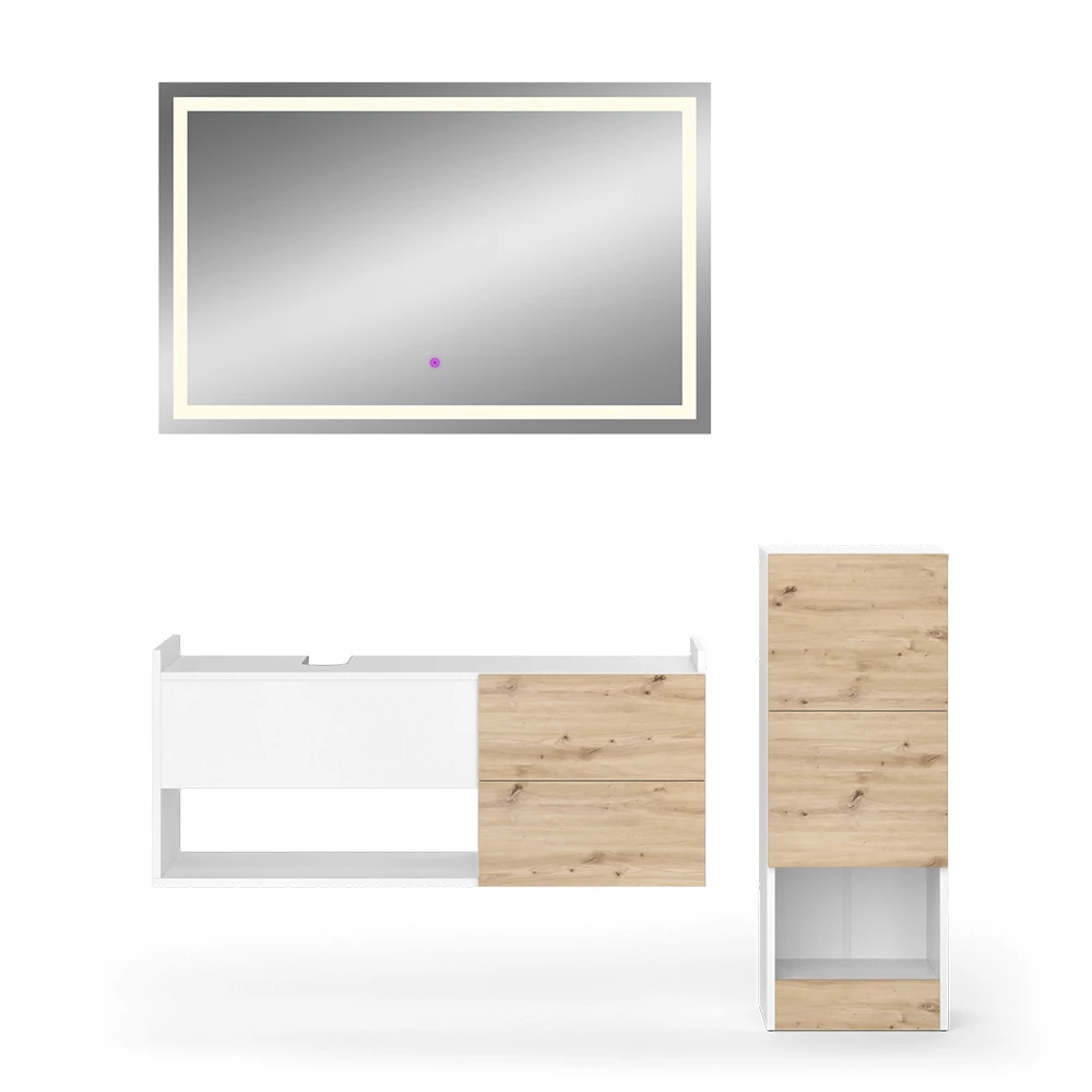 Badmöbel-Set Alf Weiß 3 Teile, mit Midischrank Vicco
