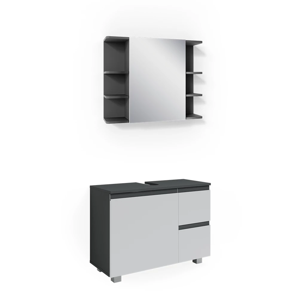 Badmöbel-Set J-Shape Anthrazit 2 Teile Vicco