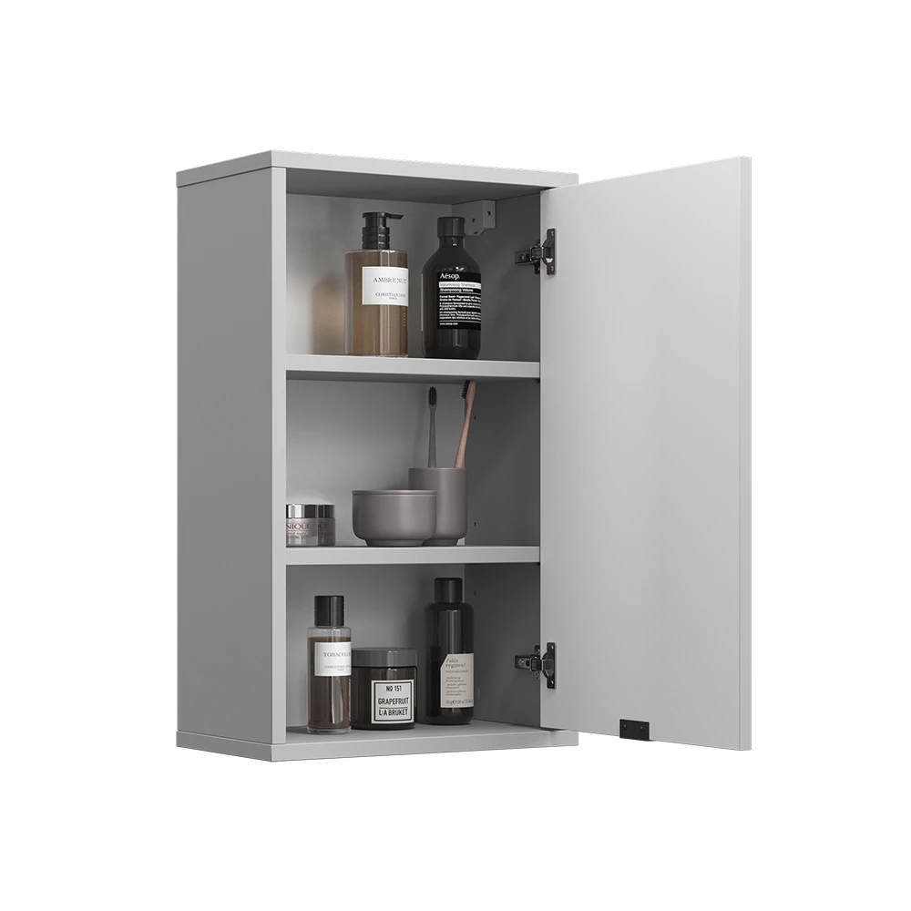 Badezimmer Eliza Grau 40 x 65 cm mit 2 Regalböden Vicco