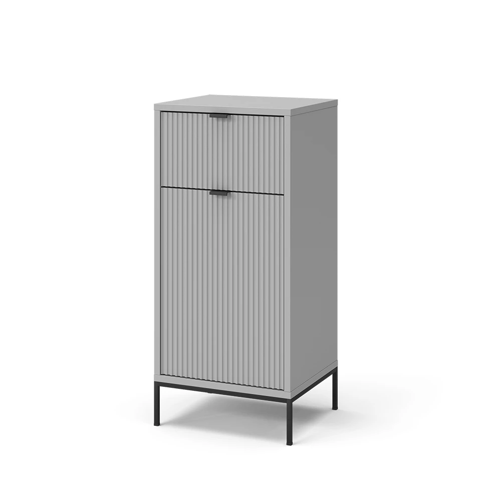 Badschrank Eliza Grau 40 x 87 cm mit Tür und Schublade Vicco