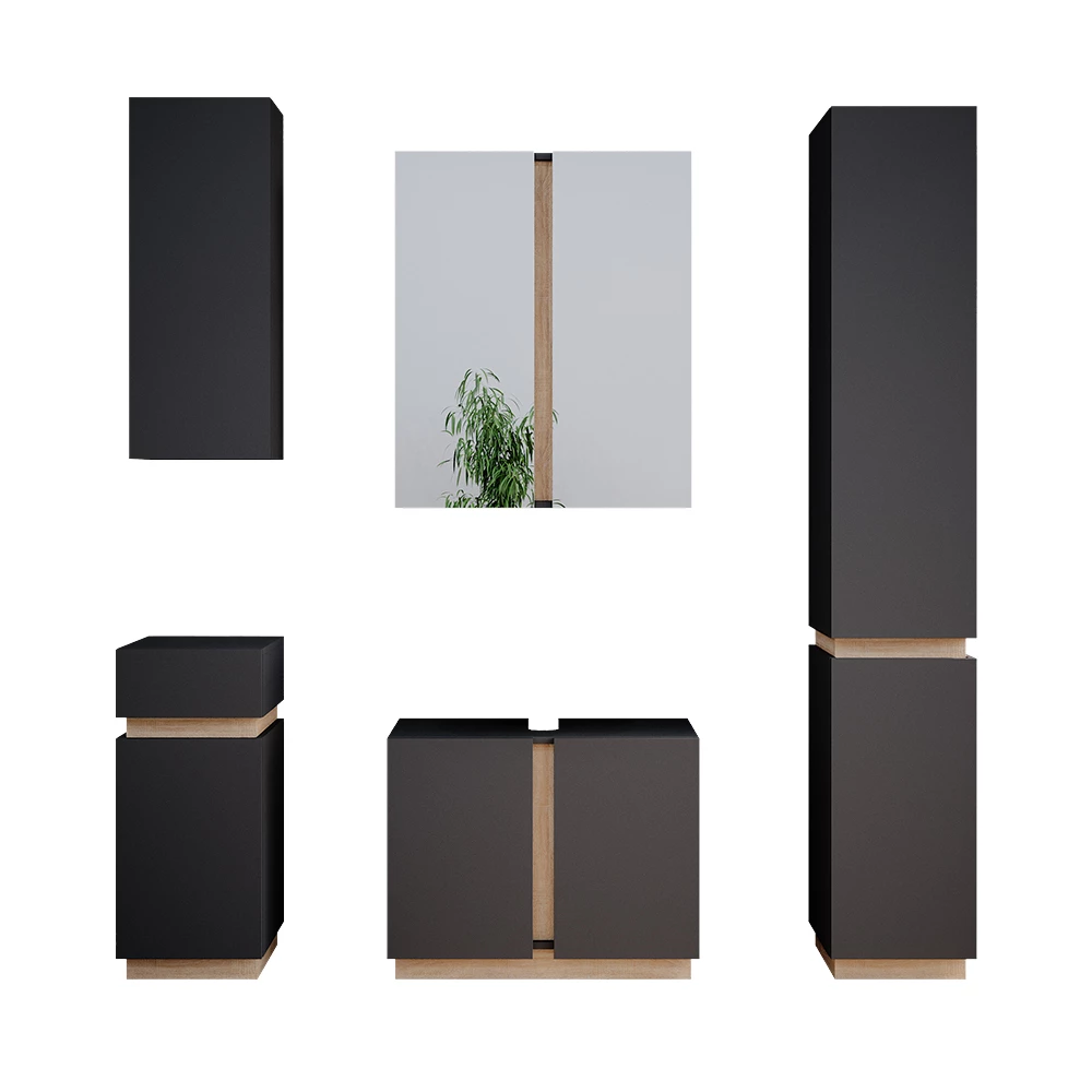 Badmöbel-Set Gloria Anthrazit 5 Teile Vicco