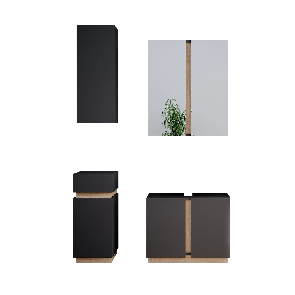 Badmöbel-Set Gloria Anthrazit 4 Teile Vicco