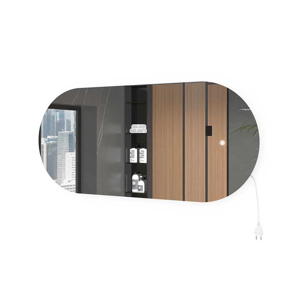 Badezimmerspiegel Weiß 110 x 50 cm mit LED Beleuchtung Vicco