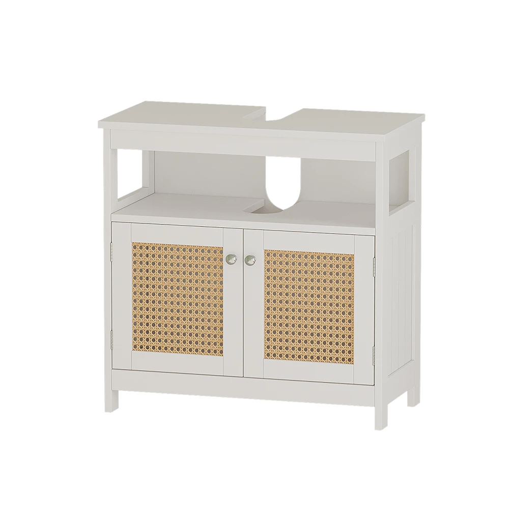 Waschbeckenunterschrank Rosario Weiß 60 x 60 cm mit 2 Türen und offenem Fach Vicco