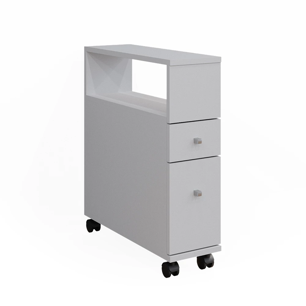 Badschrank Fynn Weiß 17.6 x 61.6 cm mit 2 Schubladen Vicco