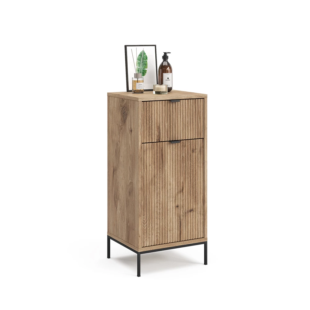 Badschrank Eliza Viking Oak 40 x 87 cm mit Tür und Schublade Vicco