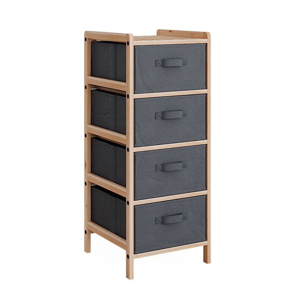 Kommode Bruno Grau 34.5 x 86 cm mit 4 Stoffschubladen Vicco