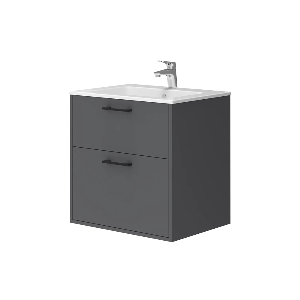 Waschbeckenunterschrank Lanco Anthrazit 61 x 61.5 cm mit Waschbecken Vicco