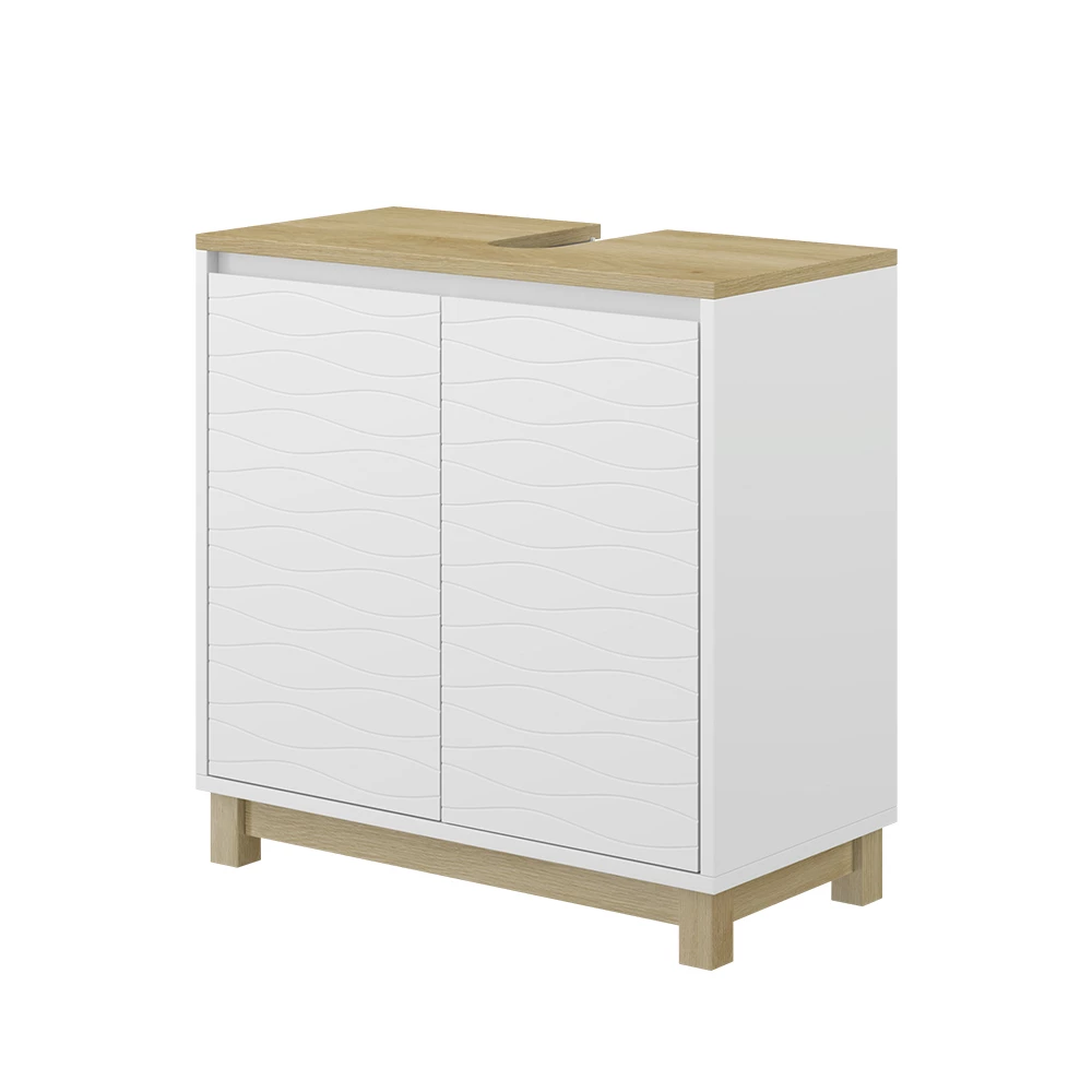 Waschbeckenunterschrank Livia Weiß 60 x 60 cm mit 2 Türen Vicco
