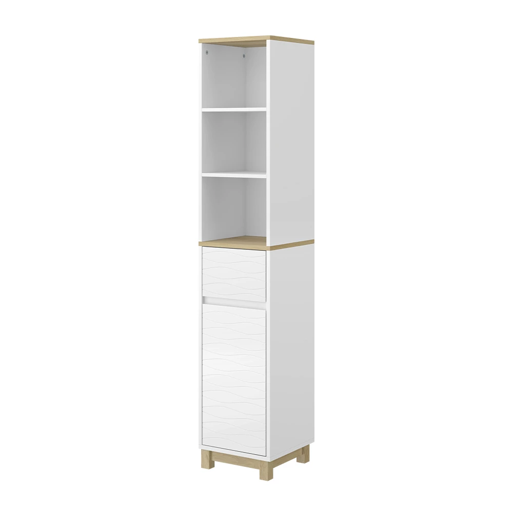 Badezimmermöbel Livia Weiß 30 x 151 cm mit Schubladen Vicco