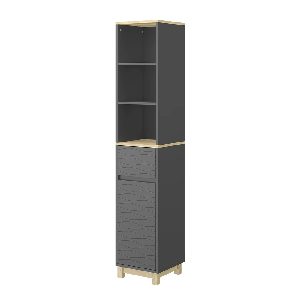 Badezimmermöbel Livia Anthrazit 30 x 151 cm mit Schublade Vicco