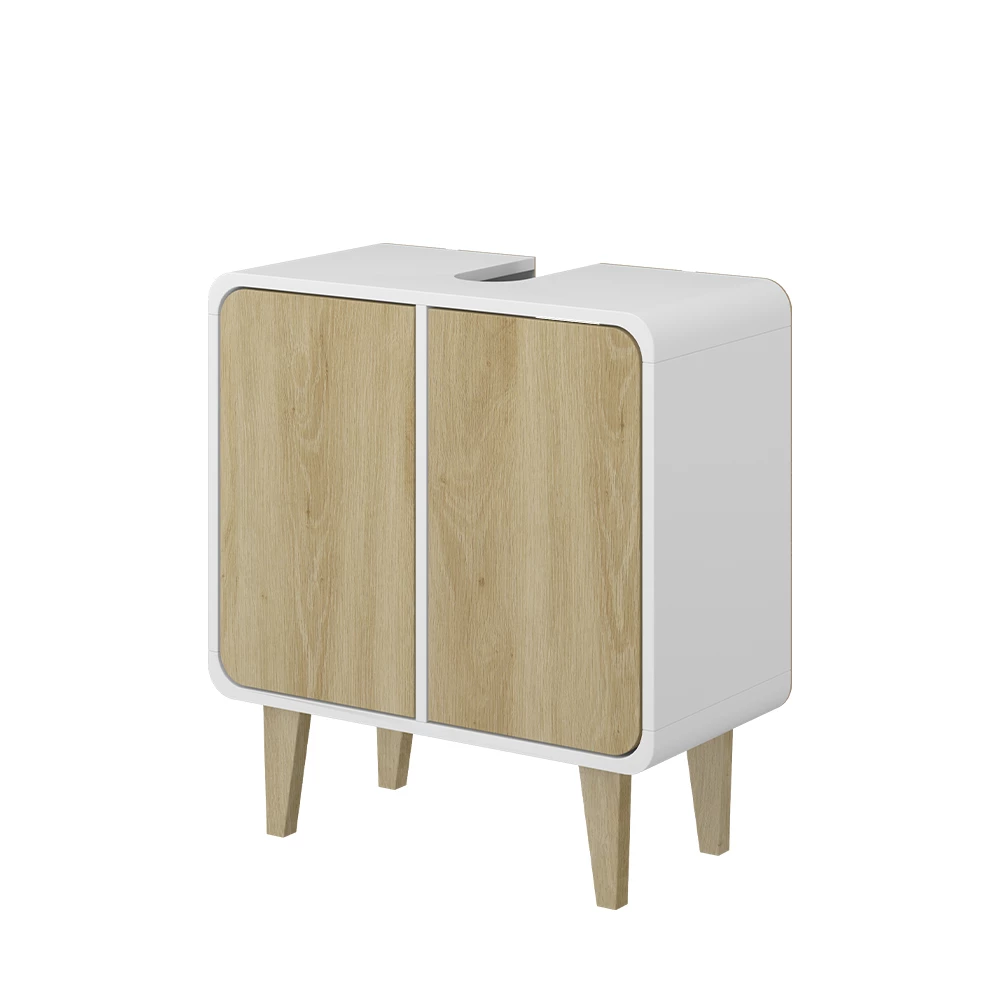 Waschbeckenunterschrank Arla Weiß/Eiche 60 x 61 cm Vicco