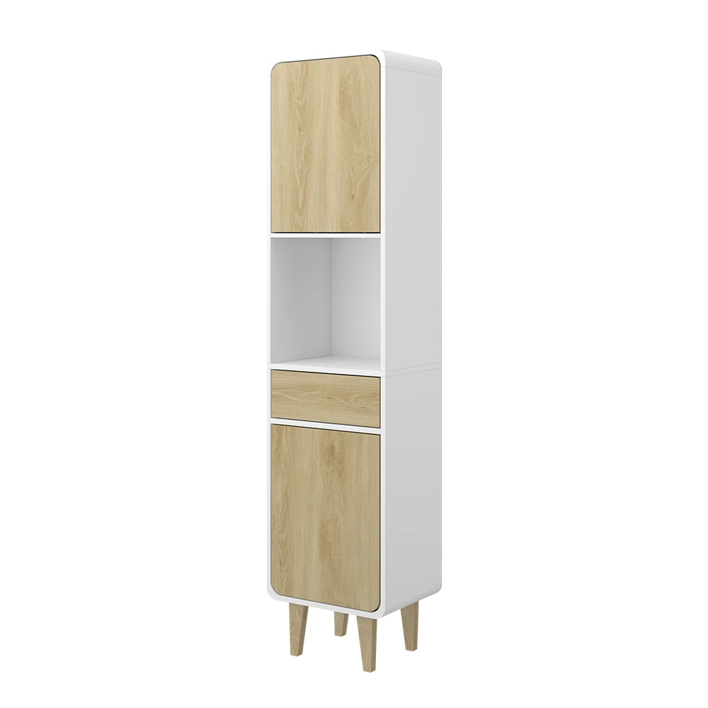 Badezimmermöbel Arla Weiß/Eiche 40 x 161 cm Vicco