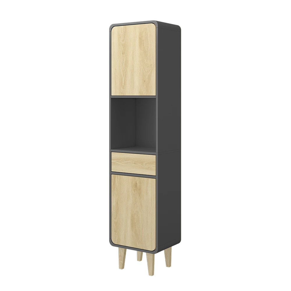Badezimmermöbel Arla Anthrazit/Eiche 40 x 161 cm Vicco