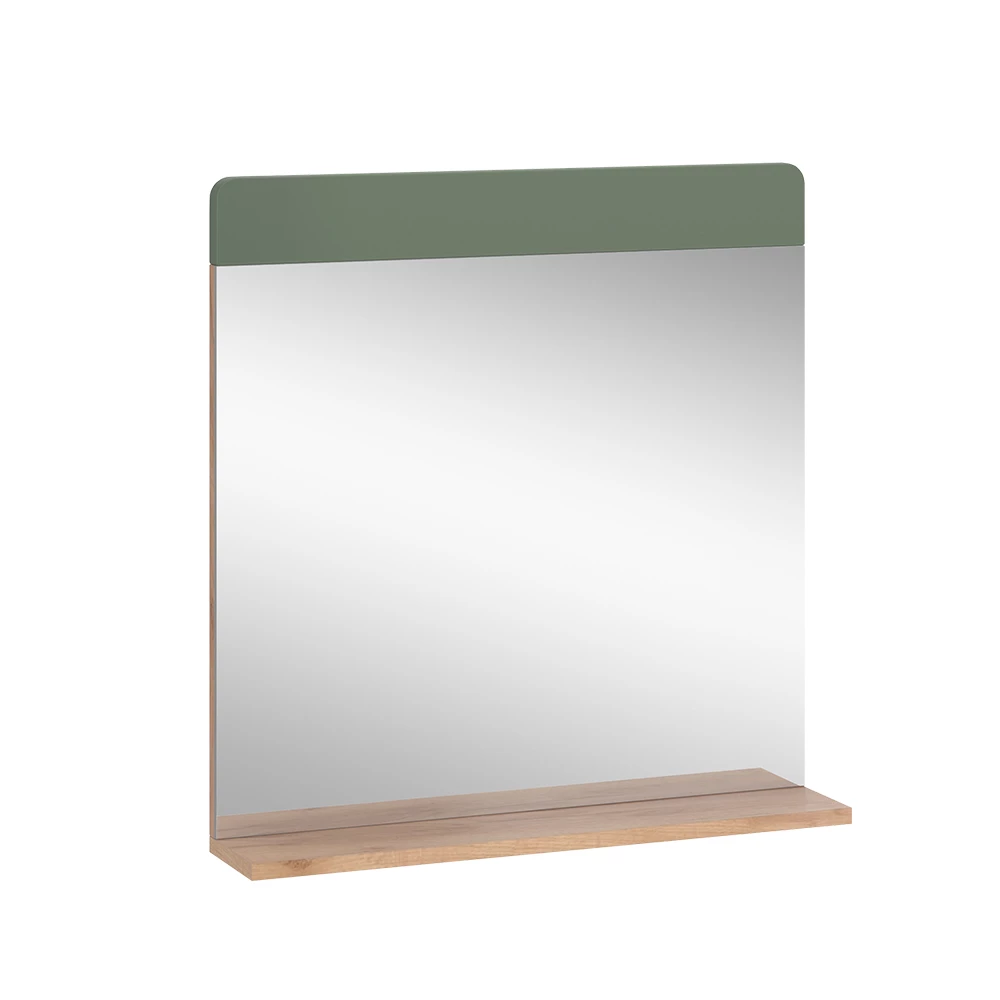 Badezimmerspiegel Izan Grün/Goldkraft Eiche 60 x 62 cm mit Ablage Vicco