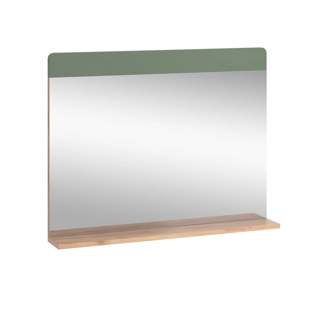 Badezimmerspiegel Izan Grün/Goldkraft Eiche 80.1 x 62 cm mit Ablage Vicco