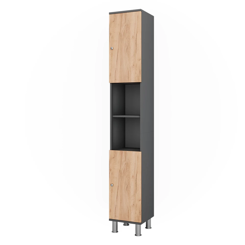 Hochschrank Fynn Anthrazit/Goldkraft Eiche 30 x 190 cm Vicco