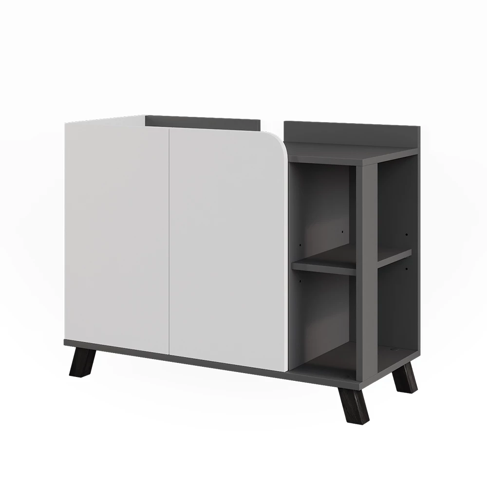 Waschbeckenunterschrank Karen Anthrazit/Weiß 80 x 65 cm mit 2 Türen Vicco