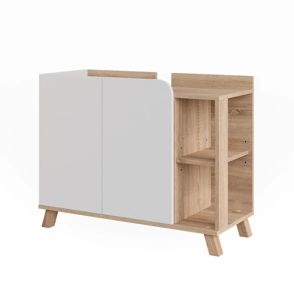 Waschbeckenunterschrank Karen Sonoma/Weiß 80 x 65 cm mit 2 Türen Vicco