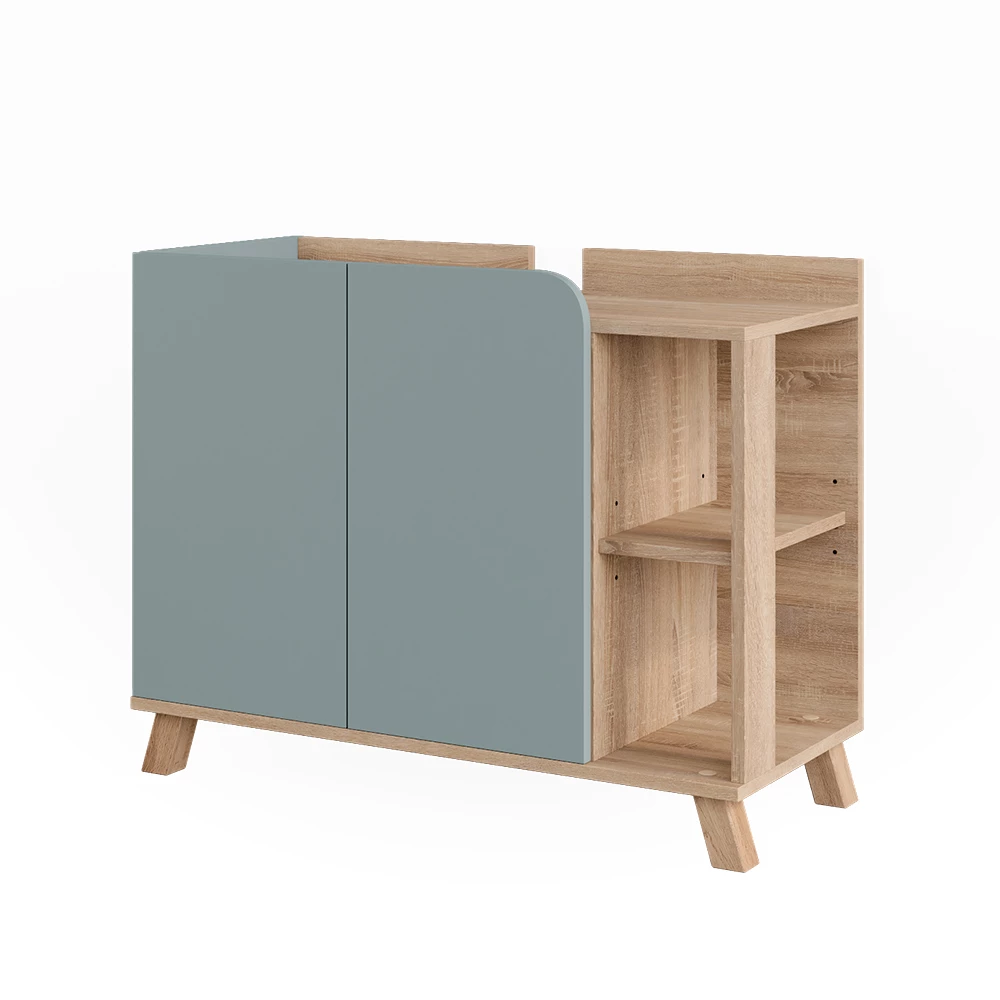 Waschbeckenunterschrank Karen Sonoma/Blau 80 x 65 cm mit 2 Türen Vicco