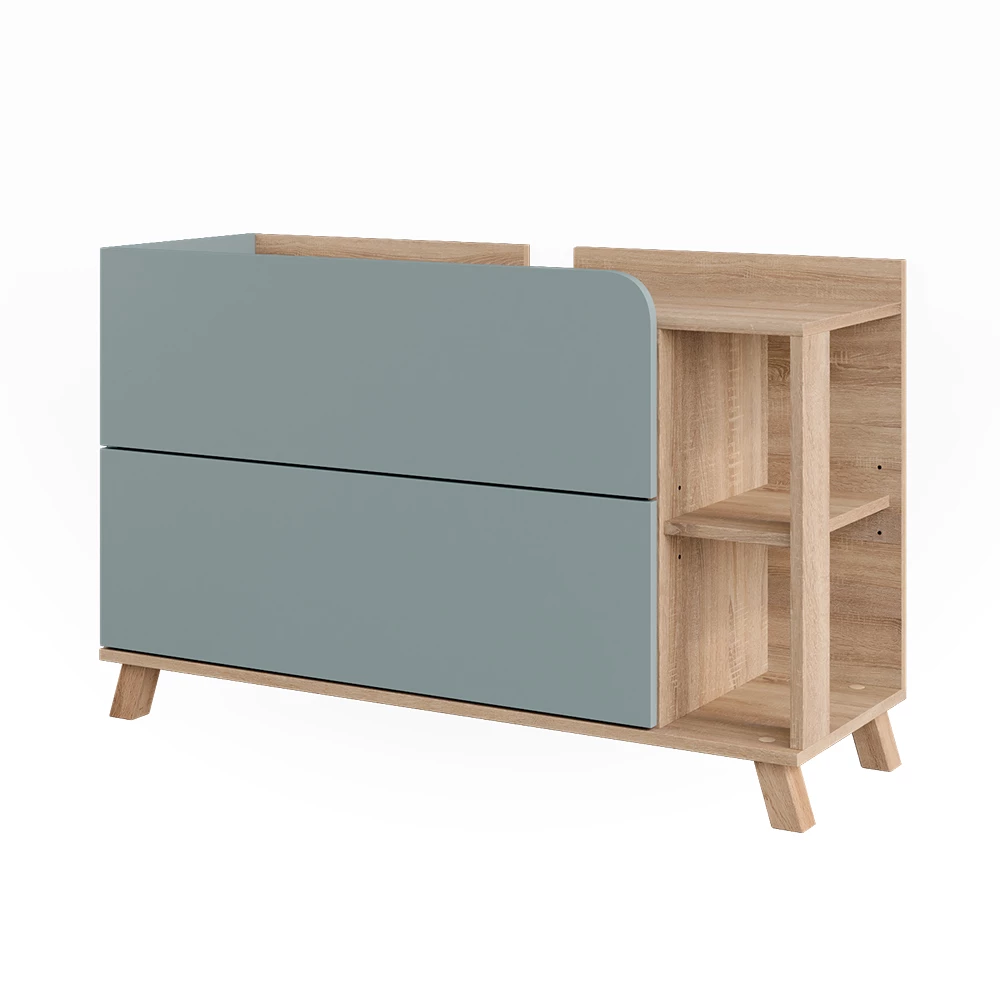 Waschbeckenunterschrank Karen Sonoma/Blau 100 x 65 cm mit 2 Schubladen Vicco