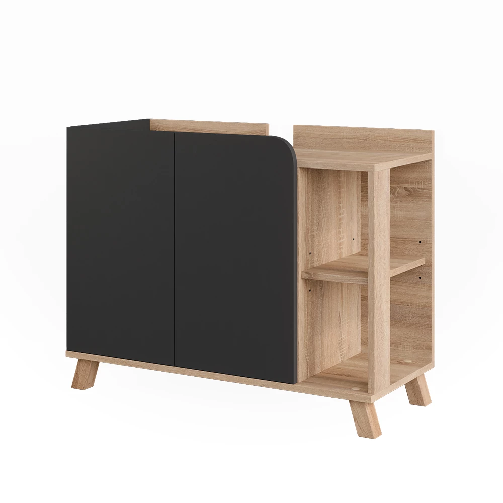 Waschbeckenunterschrank Karen Sonoma/Anthrazit 80 x 65 cm mit 2 Türen Vicco