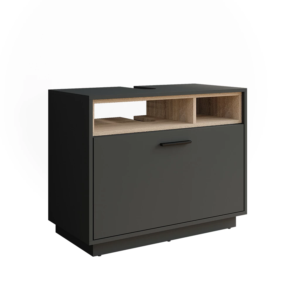 Waschbeckenunterschrank Beatrice Anthrazit/Sonoma 80 x 64 cm mit Schublade Vicco