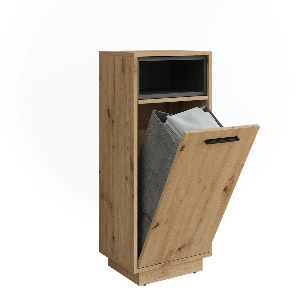 Wäscheschrank Beatrice Artisan Eiche/Anthrazit 38 x 93 cm mit herausnehmbarer Innentasche Vicco