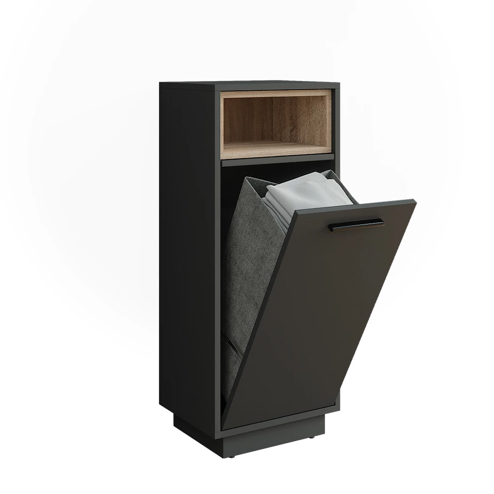 Wäscheschrank Beatrice Anthrazit/Sonoma 38 x 93 cm mit herausnehmbarer Innentasche Vicco