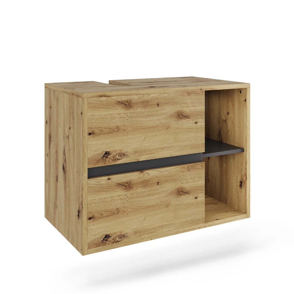 Waschbeckenunterschrank Viola Artisan/Grau 80 x 60 cm mit 2 Schubladen Vicco