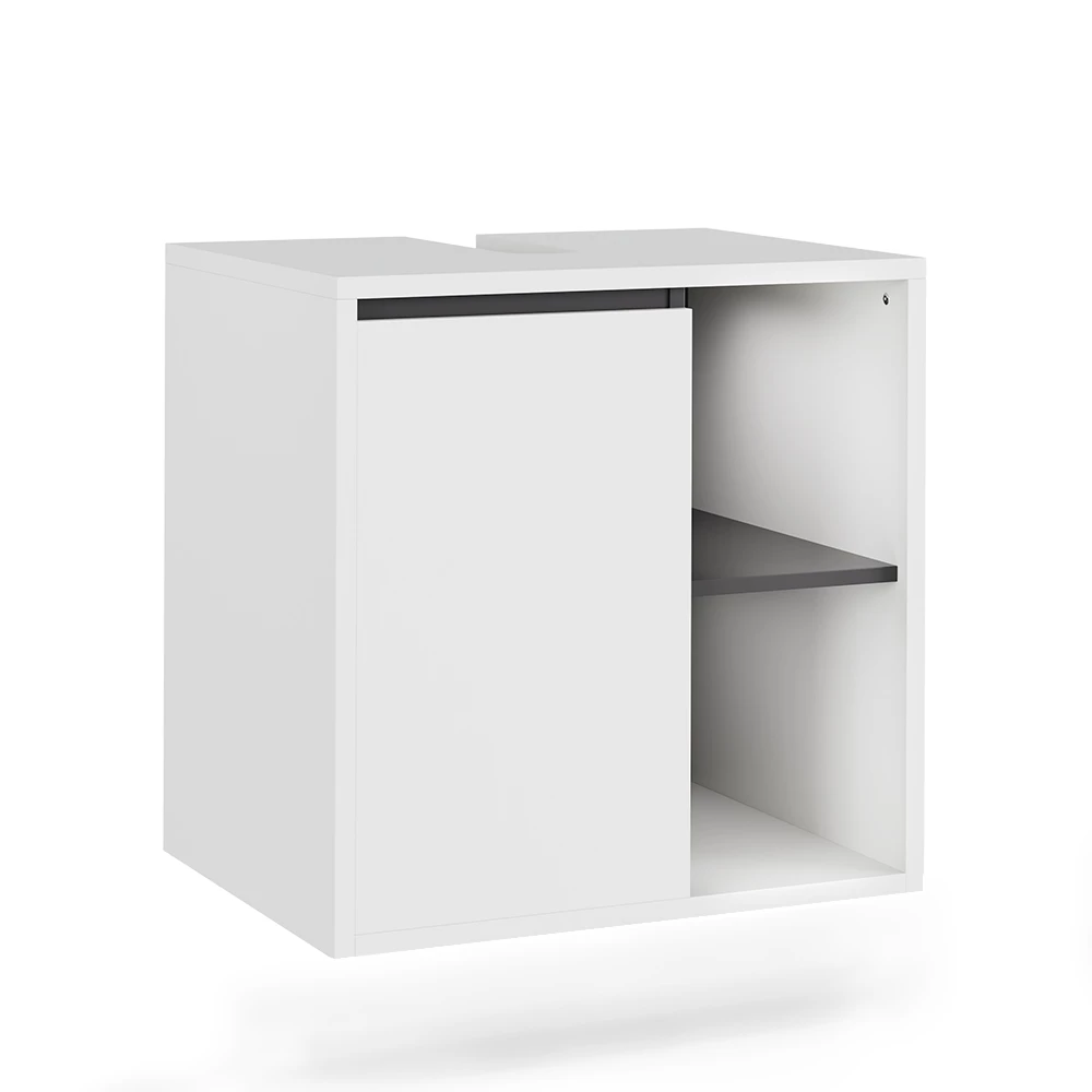 Waschbeckenunterschrank Viola Weiß/Grau 60 x 60 cm mit offenen Regalen Vicco