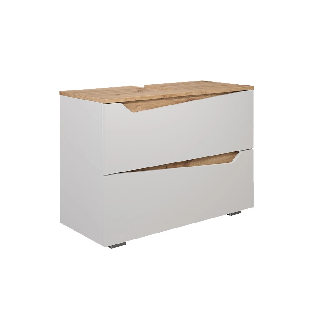Waschbeckenunterschrank Marelle Weiß/Artisan 80 x 57.5 cm mit 2 Schubladen Vicco