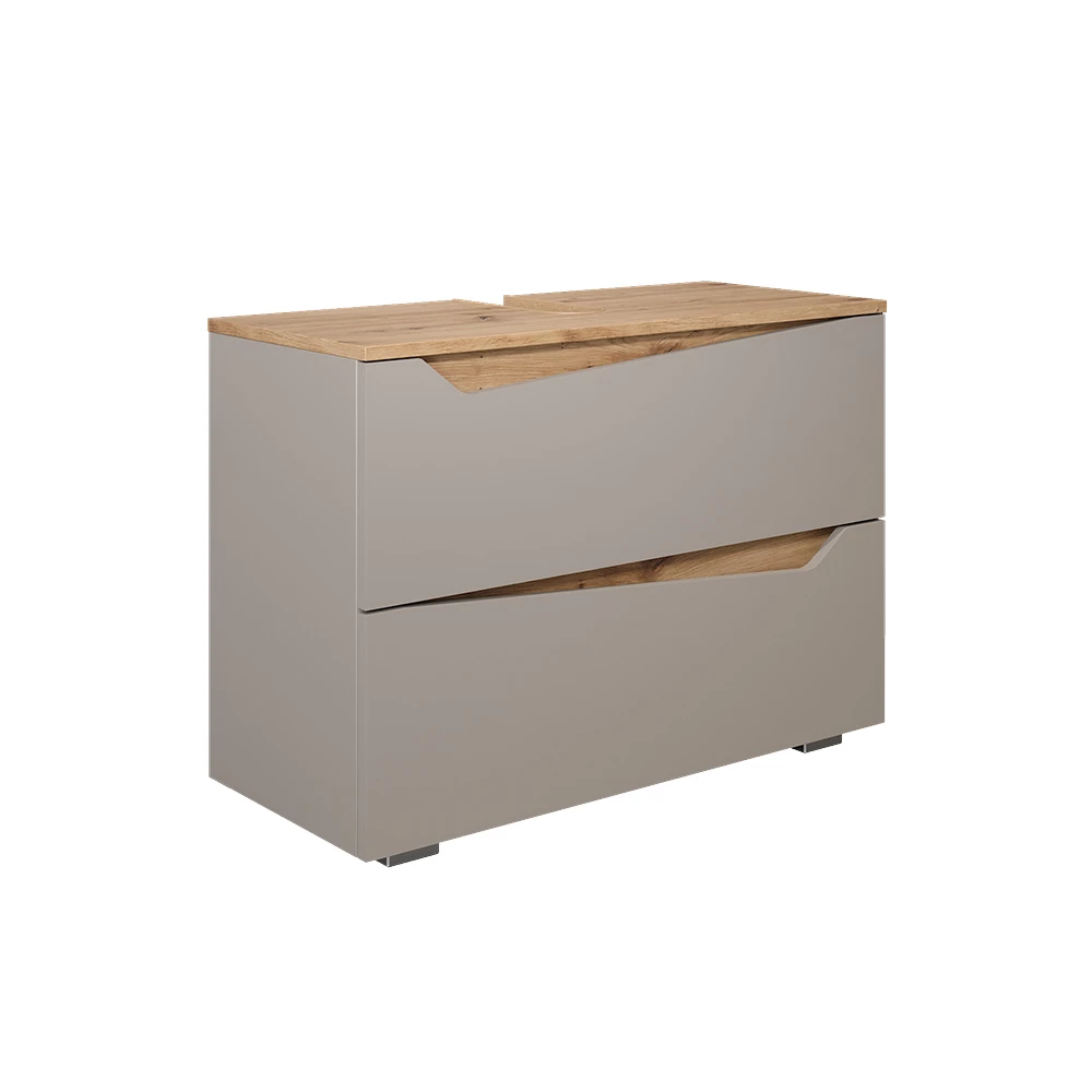 Waschbeckenunterschrank Marelle Greige 80 x 57.5 cm mit 2 Schubladen Vicco